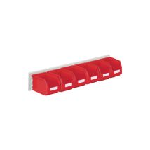 Jeu De Boîtes De Rangement Ouvertes H140xl920xp250mm Tôle D'Acier/polyéthyl. Revêtement Plastique Rouge 6 X Taille 6 Rouge