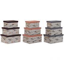 Dkd Home Decor - Set of boîtes d'organisation empilables brown grey orange 40 x 30 x 20 cm