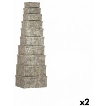 Pincello - Set de Organiser Boxes Stackable Anthracite Stripe Cardboard (2 pièces)