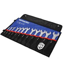 WP202507 - Set of professional cr-v 6-32 mm flat spanners with sheath of fabric - Workpro