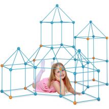 Jeu de construction, cabane enfant, set de 132 pièces, construire tente, système d'emboîtement, multicolore - Relaxdays