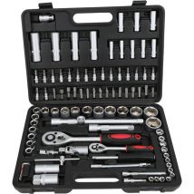 Jeu de douilles 1/2 et 1/4 en acier au carbone, tournevis à cliquet, Kit d'outils, étui, 94 pièces - Jeffergarden