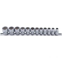 Jeu de douilles, douze pans 10 mm (3/8'') 8 - 19 mm 12 pièces bgs 9105