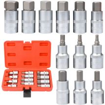 Jeu de Douilles Hexagonales, Embouts de Tournevis pour Clé Allen 1/2' Premium S2 12 Pièces Métriques