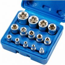 Gabrielle Jeu de douilles Torx femelle e Star E4-E24 E-Torx écrou à douille hexagonale externe 14 pièces