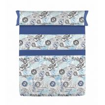 Cañete - Gale Hayman Style Lois Drap de lit, coton-polyester, bleu, Super King, 200x180x3 cm