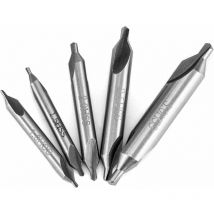 Jeu de forets de centrage, 5 pièces 1/1,5/2,5/3 mm Tour à 60 degrés Évier de forage central combiné pour métal, alliage, cuivre, exigences, bois