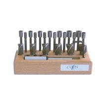 Format - Jeu de fraises à lamer à pilote interchangeable dans un socle en bois, Taille : 0, Capacité de lamage 8,5-16,5 mm