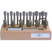 Format - Jeu de fraises à lamer à pilote interchangeable dans un socle en bois, Taille : 2, Capacité de lamage 26-36 mm