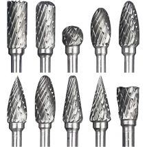 Jeu de Fraises Rotatives Acier Carbure de Tungstène Double Tranchant pour Outil rotatif Ouylaf 10 pièces Tige 1/8" pour Bricolage, Sculpture sur