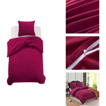 Jeu de housse de couette bordeaux 155x220/80x80 cm - Ensemble Housse De Couette - Ensembles Housse De Couette - Housse De Couette Et Taie D'oreiller