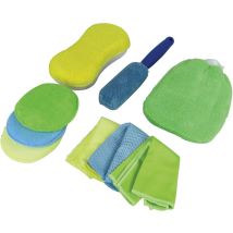 Jeu de microfibres 9 pcs – 3x lavette, 3x coussin, 1x éponge, 1x gant, 1x brosse – PROTECTON