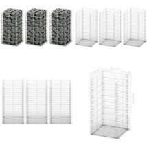 Jeu de panier de gabion 3 pcs Fil galvanisé 25x25x50 cm - Panneau De Cloture - Clôture Métallique - Clôture Design - Clôture Moderne - Clôture Jardin