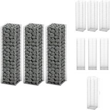 Jeu de panier de gabion 3 pcs Fil galvanisé 25x25x100 cm - Panneau De Cloture - Clôture Design - Clôture Moderne - Clôture Métallique - Clôture Argent