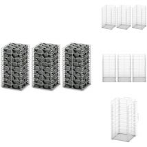 Jeu de panier de gabion 3 pcs Fil galvanisé 25x25x50 cm - Panneau De Cloture - Clôture Métallique - Clôture Design - Clôture Moderne - Clôture Jardin