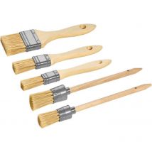 Jeu de pinceaux. 5 unités de poils synthétiques. bâton de bois fsc