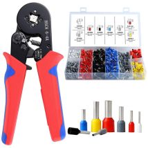 Pince À Sertir Jeu De Viroles D'Extrémité De Fil, Pince À Sertir Autoréglable Avec 1250 Cosses Isolées À Sertir De 0.25mm² À 10mm², Pour Cosses De 