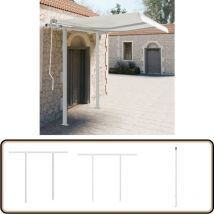 Jeu de poteaux d'auvent blanc 300x245 cm fer - Poteau D'auvent - Support D'auvent - Auvent - Parasol - Terrasse