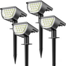 Jeu de quatre lampes solaires puissantes pour l'extérieur IP65, lampes solaires étanches pour l'extérieur, lampes solaires de jardin, éclairage