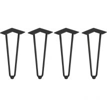 Emuca - Lot de 4 pieds Hairpin de 2 s par fils table, hauteur 400mm, Acier, Peint en noir