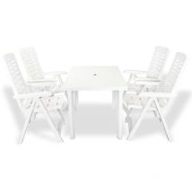 Mobilier à manger d'extérieur 5 pcs Plastique Blanc