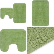 Jeu de tapis de salle de bain 3 pcs Tissu Vert - tapis de bain - tapis de salle de bain - Home & Living