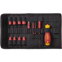 Wiha - Jeu de tournevis et de douilles pour clés à douille 1/4' slimVario electric jeu mixte de 14 pcs y compris trousse repliable (43467)