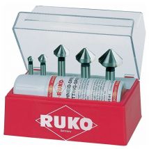 Ruko - 102142T - Jeu de 5 fraises coniques din 335 forme c HSS-TiN 90°
