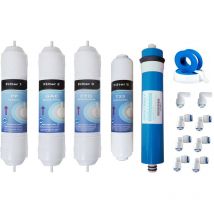 Depuragua - Jeux 4 filtres + membrane 50 gpd osmose inverse compatible