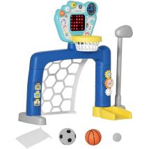Jeux sportifs 3 en 1 enfant 18-48 mois - foot, basket, golf - effets lumineux sonores bleu