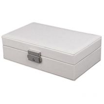 Boîte à bijoux pour femmes et filles, boîte de rangement en cuir pu avec serrure pour bagues, boucles d'oreilles, colliers