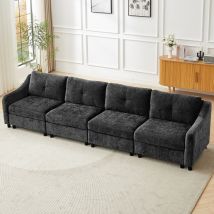 Jiexi Modulares Sofa, L-förmiges Chenille-sofa, Frei Konfigurierbar, U-förmiges Ecksofa, Ideal Für Wohnzimmer, Wohnungen Und Büros (4-sitzer, Grau)