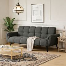 Jiexi 3-sitzer-schlafsofa, Modernes Leinen-sofa, Geeignet Für Wohnzimmer/büros (dunkelgrau, 195 Cm)