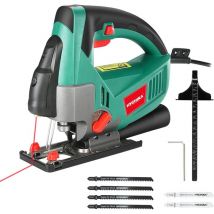 Hychika - Jigsaw 750W 3000 spm Electric Jigsaw Tool with Laser, Max Cutting Depth 110mm for Wood, 6 Variable Speeds