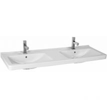 Jika - Cubito - Lavabo doppio 130x49 cm, con 2 fori per miscelatore Perla, bianco H8144201001041