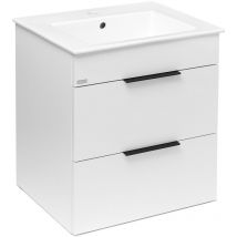 Jika - Groupe Roca) Mueble de baño Cube Blanco 2 cajones 54x42.2x62.2cm + Lavabo de cerámica blanco y rebosadero (H4536121763001)