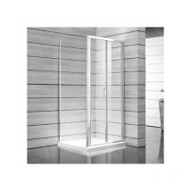 Jika - Lyra plus - Porte de douche pliante 900 g/d, verre avec bandes décoratives , blanc H2553820006651