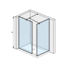 Jika Pure - Paroi de douche Walk in d’angle en deux parties 800x800 mm, avec 2 supports, Jika Perla Glass, verre transparent