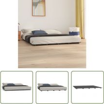 Jinlefu - The Living Store Massivholzbett Grau 200x200 cm Kiefer - Holzbett - Massivholzbette - Kiefernbett - Doppelbett - Boxspringbettrahmen