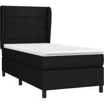 Lit à sommier tapissier avec matelas Noir 100x200 cm Tissu