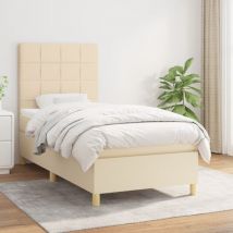 Jinlefu - Lit Adult,Lit à sommier tapissier avec matelas Crème 90x200 cm Tissu vidaXL924615
