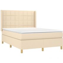 Jinlefu - Sommier à lattes de lit avec matelas Crème 140x190 cm Tissu vidaXL