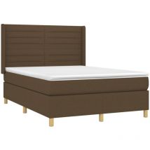 Jinlefu - Sommier à lattes de lit avec matelas Marron foncé 140x190 cm vidaXL
