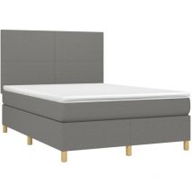 Jinlefu - Sommier à lattes de lit avec matelas Gris foncé 140x190cm Tissu vidaXL
