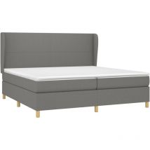 Jinlefu - Sommier à lattes de lit avec matelas Gris foncé 200x200cm Tissu vidaXL