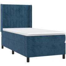 Jinlefu - Sommier à lattes de lit avec matelas Bleu foncé 90x200 cm vidaXL