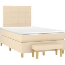 Jinlefu - Sommier à lattes de lit avec matelas Crème 120x200 cm Tissu vidaXL