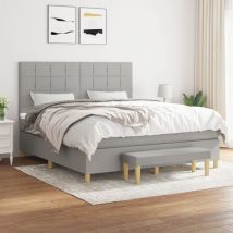 Jinlefu - Sommier à lattes de lit avec matelas Gris clair 160x200cm Tissu vidaXL