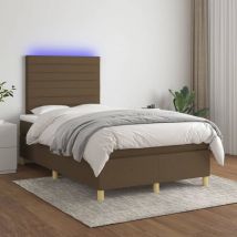 Jinlefu - Sommier à lattes de lit matelas et led Marron foncé 120x200 cm vidaXL