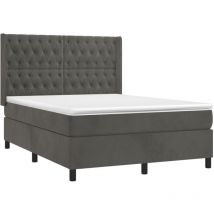 Jinlefu - Sommier à lattes de lit et matelas Gris foncé 140x190cm Velours vidaXL